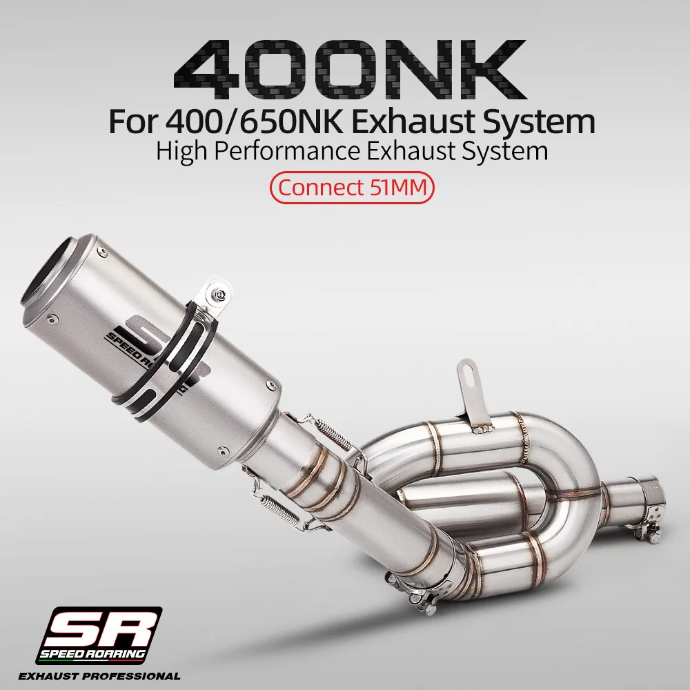 

51mm Motorcycle Exhaust Slip-On System for NK400 NK650 Modified Muffler Middle Link Pipe Tube Bike Elbow Escape Accessory
