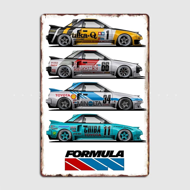 Fictional Formula AW Racing AW11 MR2 JDM Sports Car Rally Car Metal Poster indoor outdoor Home Bar Tin Sign Room Wall Decor