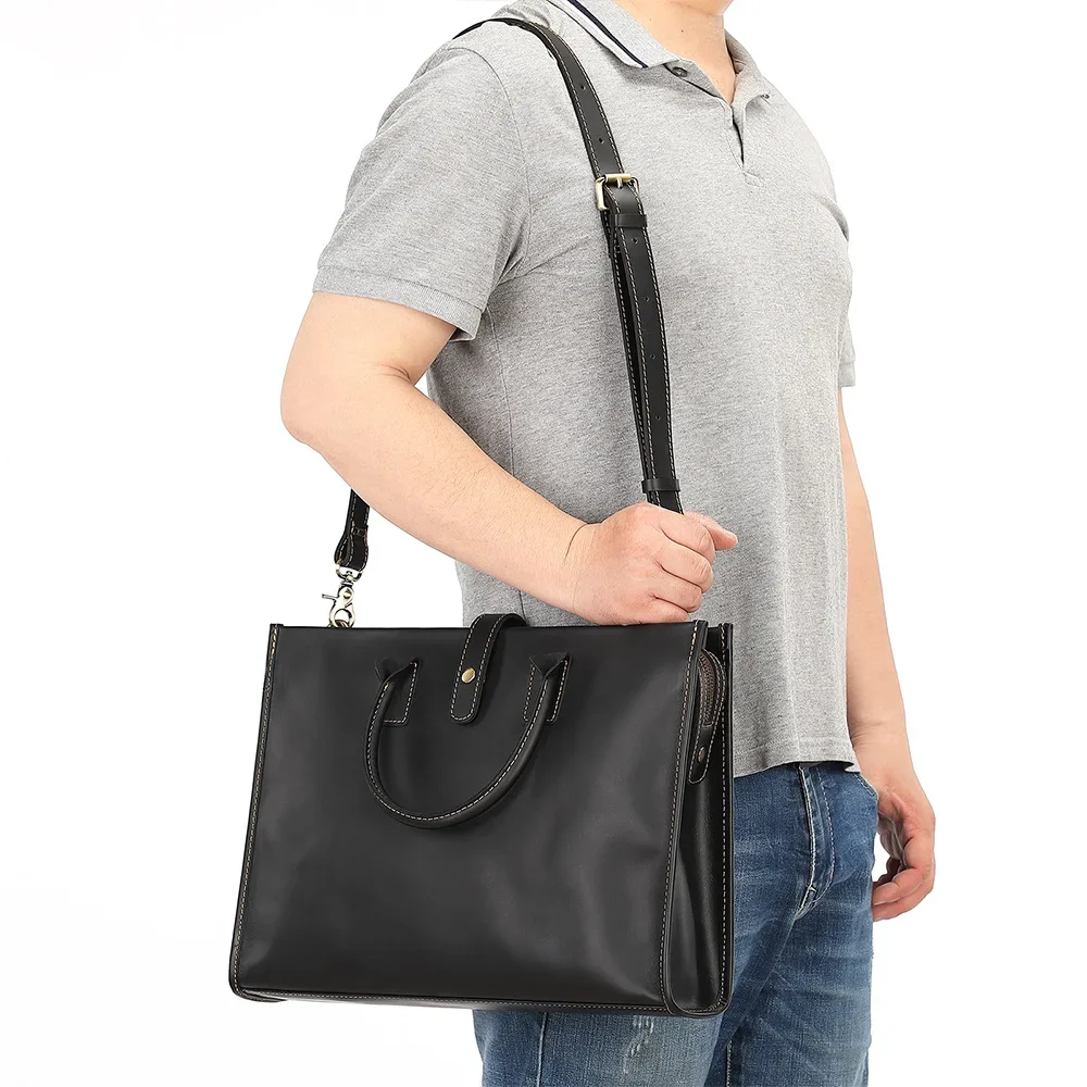 2026 New Vintage Laptop Bags Cow Genuine Leather Men's Briefcase Luxury Brand Male Handbags Men Messenger 14 Inch Computer Bag