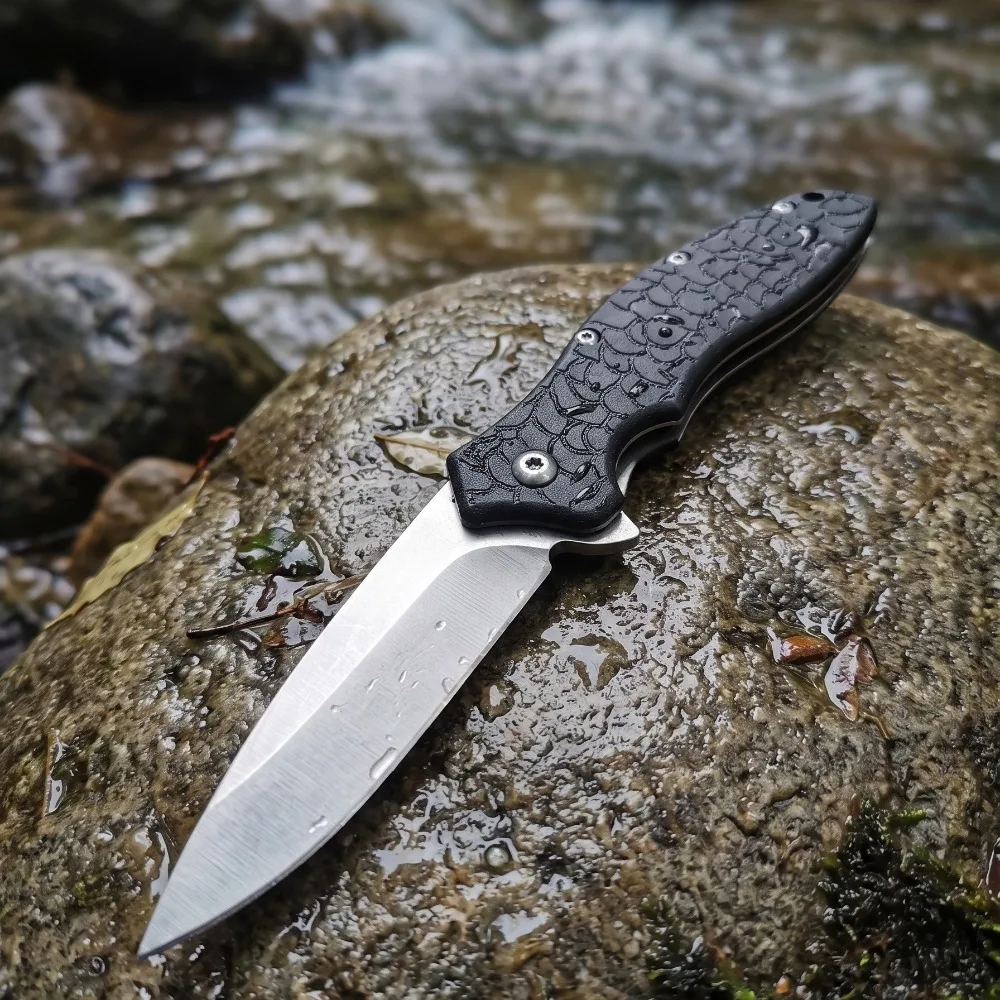 1830 Everyday Carry Folding Knife Non-slip Nylon Fiber Handle 8Cr13Mov Blade Camping Backpacking Pocket Knife