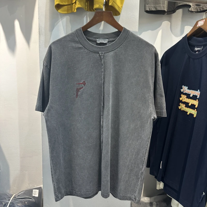 

FGSS Summer American Street Sle Heavyweight Retro Geometric Pattern Embroidery Logo Waed Loose ort Sve T-irt