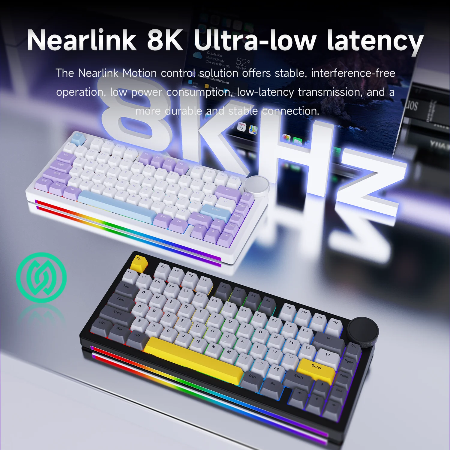 AJAZZ AK820 V2 Wired Magnetic Switch Gaming Keyboard, with Wrist Rest, Star Flash, 8K Polling Rate, Ultra Low Latency