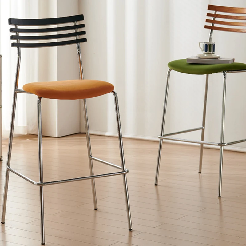 Modern Nordic Bar Chairs Designer Restaurant Ergonomic Metal Bar Stools Soft Relaxing Sillas Para Comedor Trendy Furniture