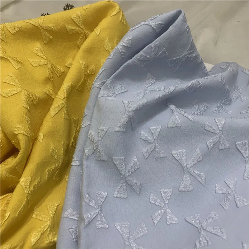 100x145cm Bowknot Embroidered Jacquard Cotton Sewing Fabric Shirt Children Dress Garment Handmade DIY Cloth