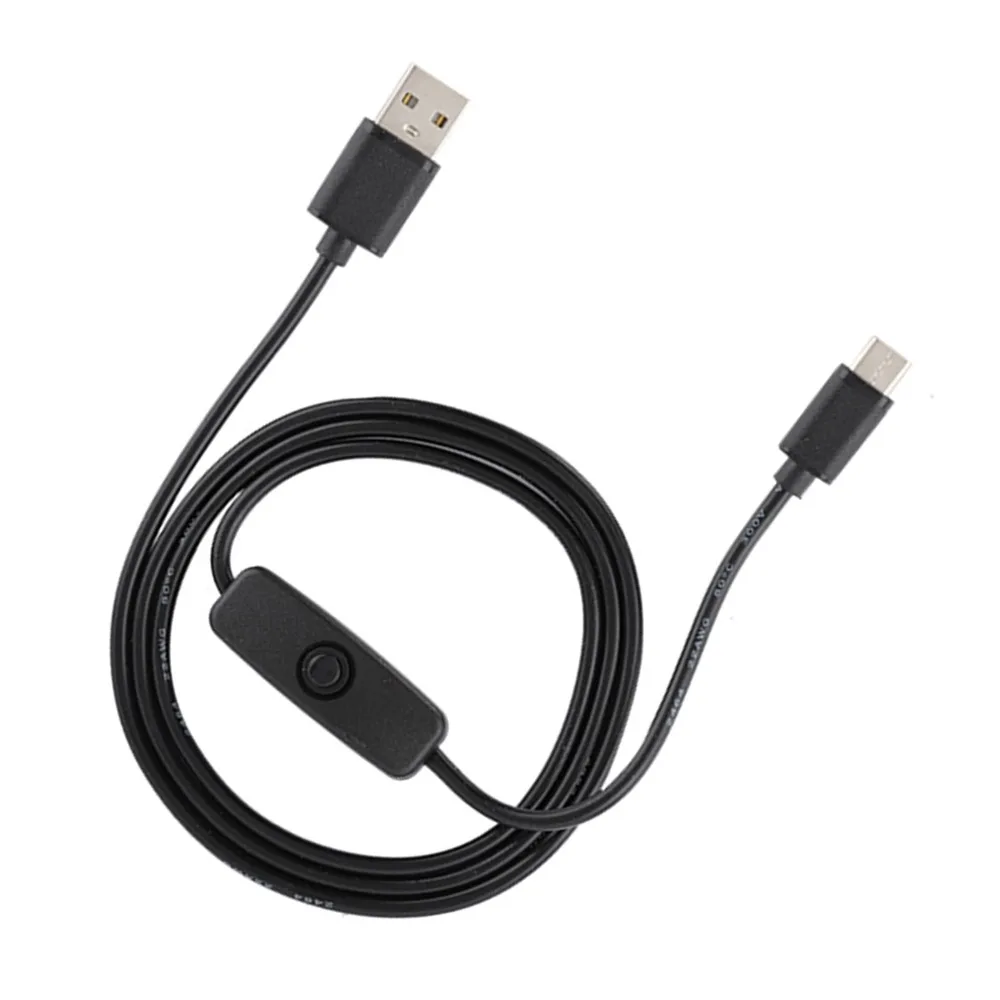 Durable 5V 3A Type C to USB Charging cable 1M / 3.3ft Power Button Switch Power Adapter Type C Cable DIY Electronics