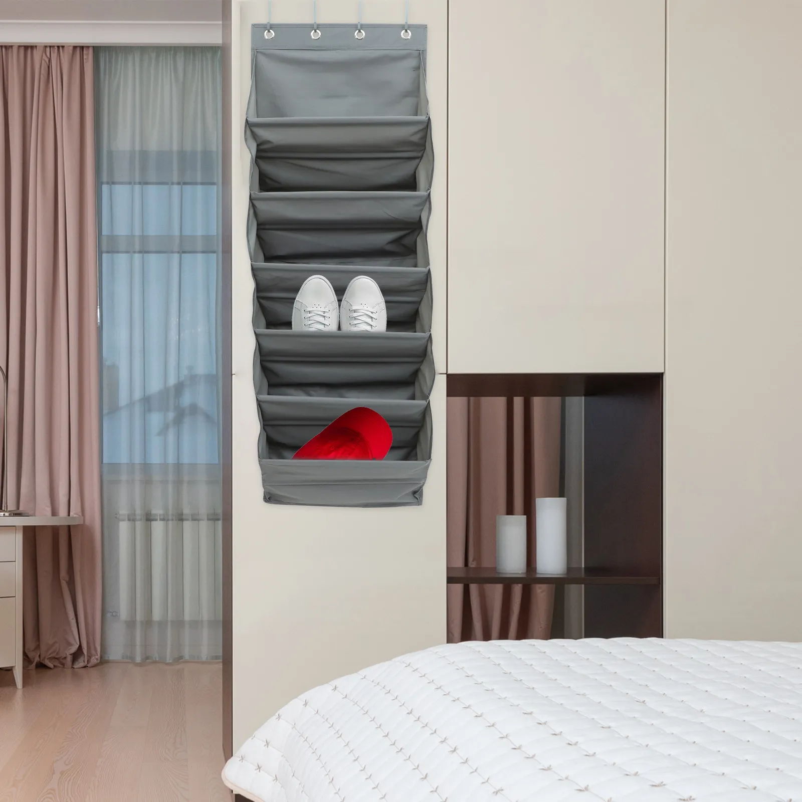 

Набор из 1 шт. настенных подвесных органайзеров из прочной ткани Оксфорд с множеством карманов для обуви, тапочек и сандалий