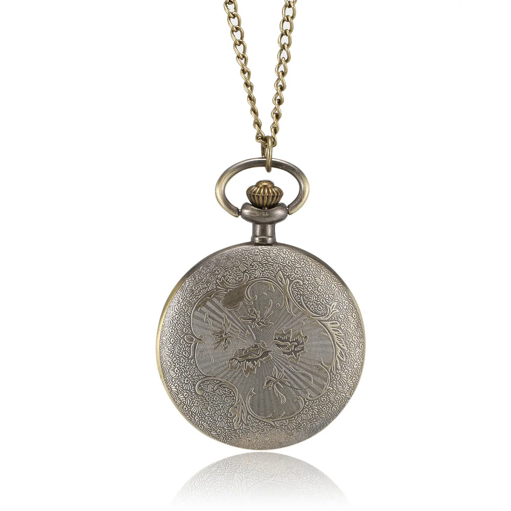 1 Pcs pocket watch with roman numerals Men Women Bronze Quartz Carved Case pocket watch on chain numerals nurse pocket watch
