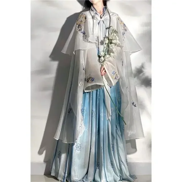 Hanfu Dress Women Ancient Chinese Traditional Embroidery Hanfu Female Fairy Cosplay Costume Summer Dress Blue Hanfu For Women