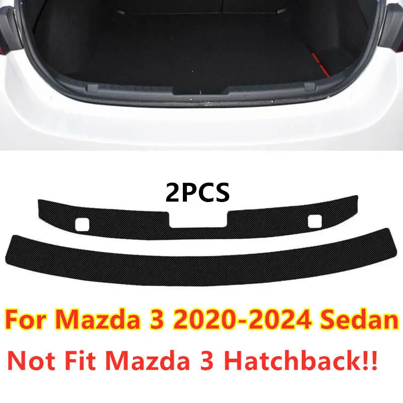 

2X PU Leather Rear Bumper Protector Plate Cover For Mazda 3 2020-2024 Sedan