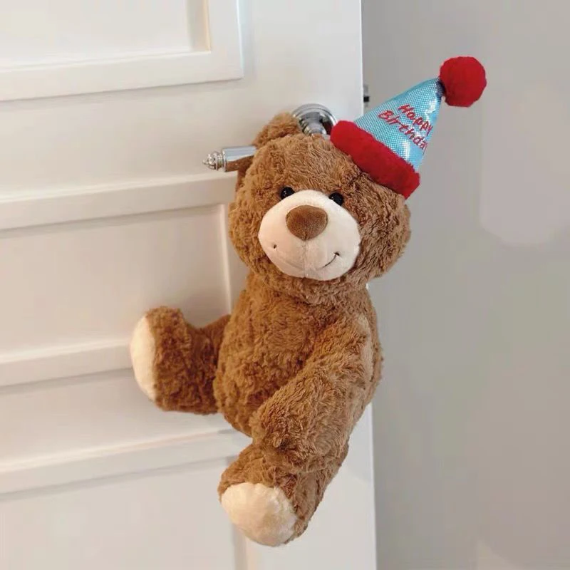 

35Cm Plush Dolls Toys Cute Birthday Hat Teddy Bear Stuffed Toy for Girlfriend Valentine's Day Room Bedroom Decor Christmas Gift