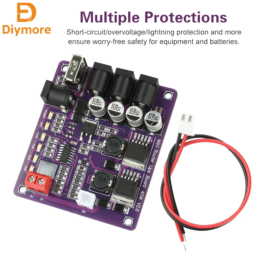 Mini-Router UPS-Modul 40W Akku-Ladeplatine 11,1V Strommodul USB-Anschluss Ladeplatine Akkustandsanzeige