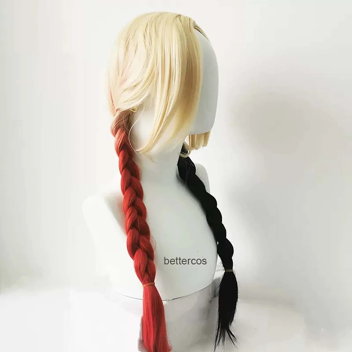Women Quinn Cosplay Wig Harley 2 Ponytails Styled Red Black Braid Heat Resistant Synthetic Hair