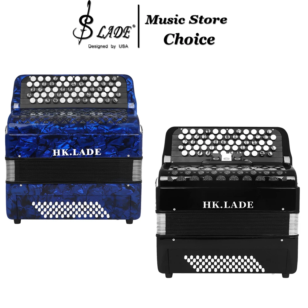 62/60 Bayan Accordion 3 Registers Leather Bellows Professional Bayan Button Accordion Great for All Ages Practice & Performance