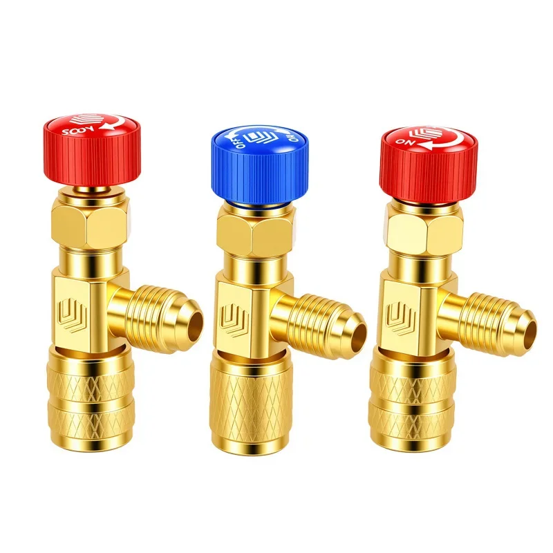 R410a R22 Refrigeration Tool Air Conditioning Safety Valve Adapter Fitting 1/4' 5/16' Inch Male/Female Charging Hose Valve