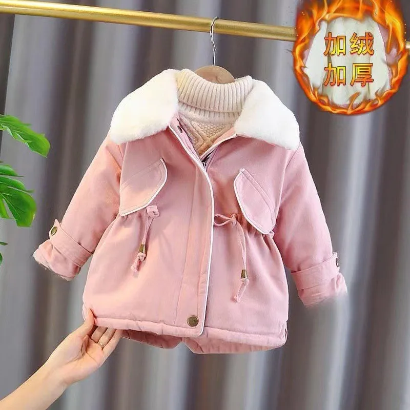 

Детские бархатные плюшевые теплые ветровки с лацканами, куртки для девочек, пальто, зимняя детская модная милая верхняя одежда, одежда для малышей, новинка 2026 г.