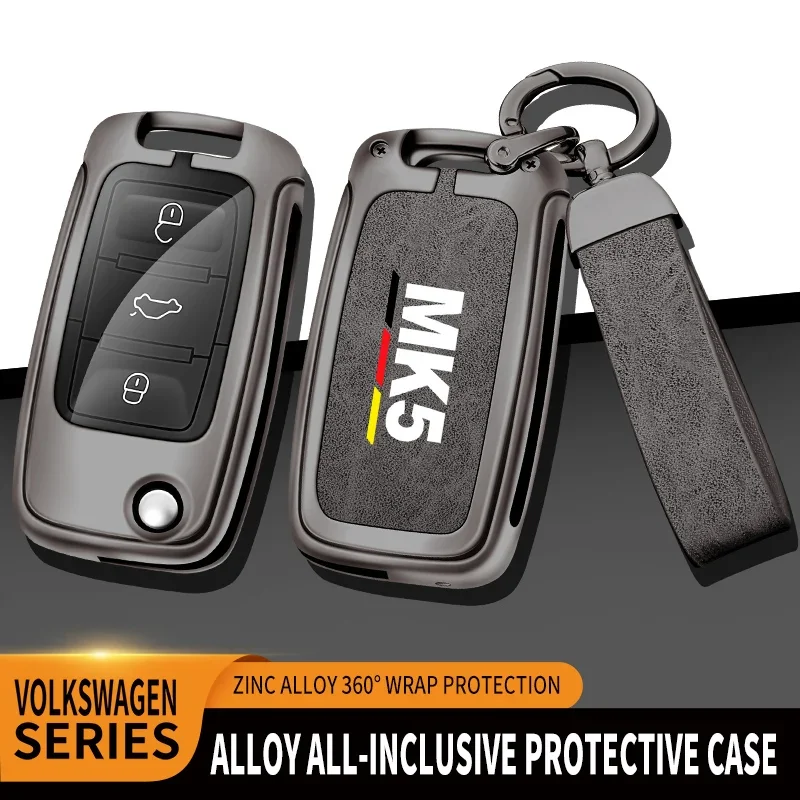 Auto TPU Zinc Alloy Key Case Bag For VW Volkswagen GOLF 5 MK5 Car Key Chain Car Metal Key Shell Interior Decoration Accessories
