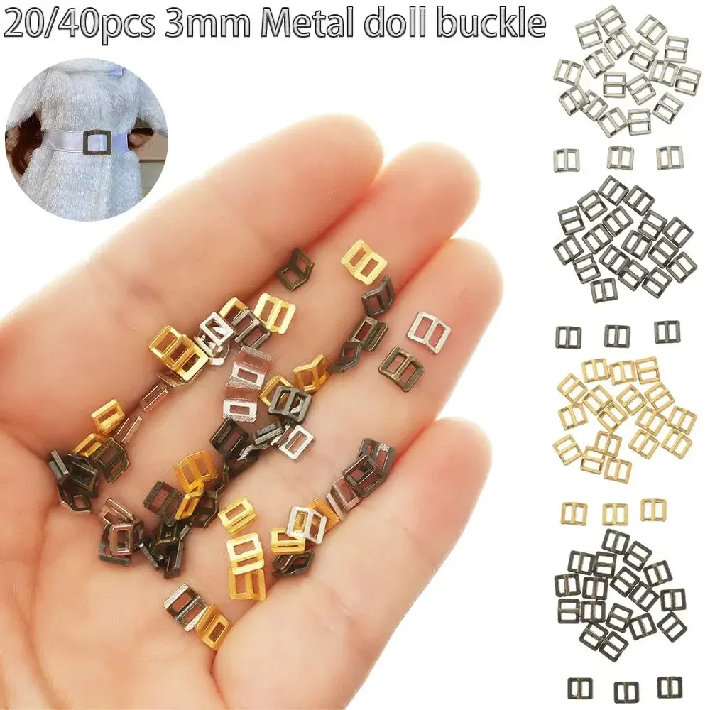 20/40Pcs Newest Handmade 3mm Mini Ultra-small Tri-glide Belt Buckle Doll Bags Sewing Buckles Doll Adjustable Buttons Accessories