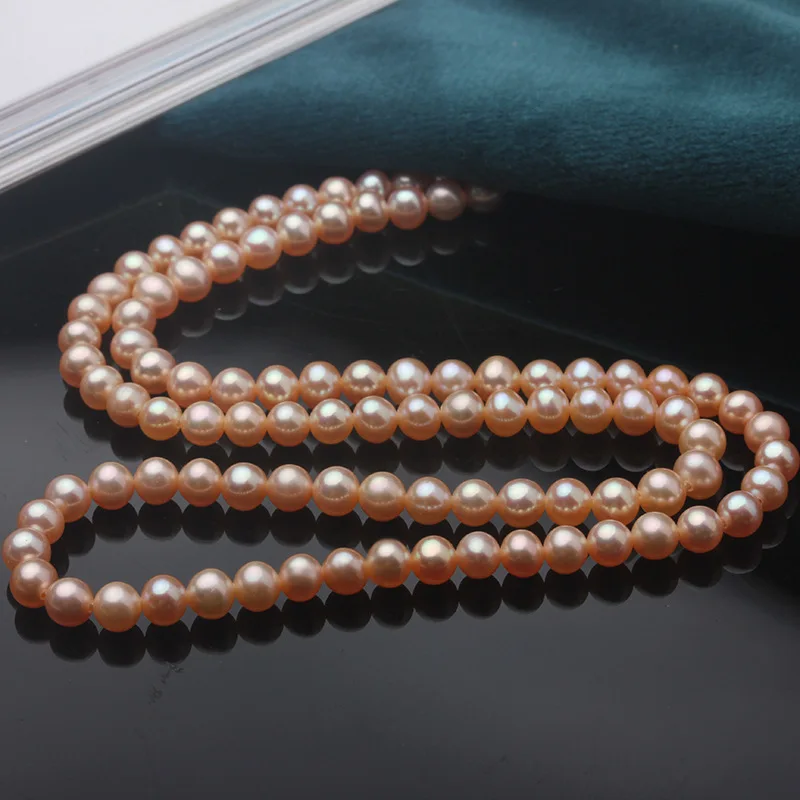 New Arrival 8-9mm Natural Pink Pearl Jewelry Necklace 925 Sterling Silver Fine Jewelry  for Women
