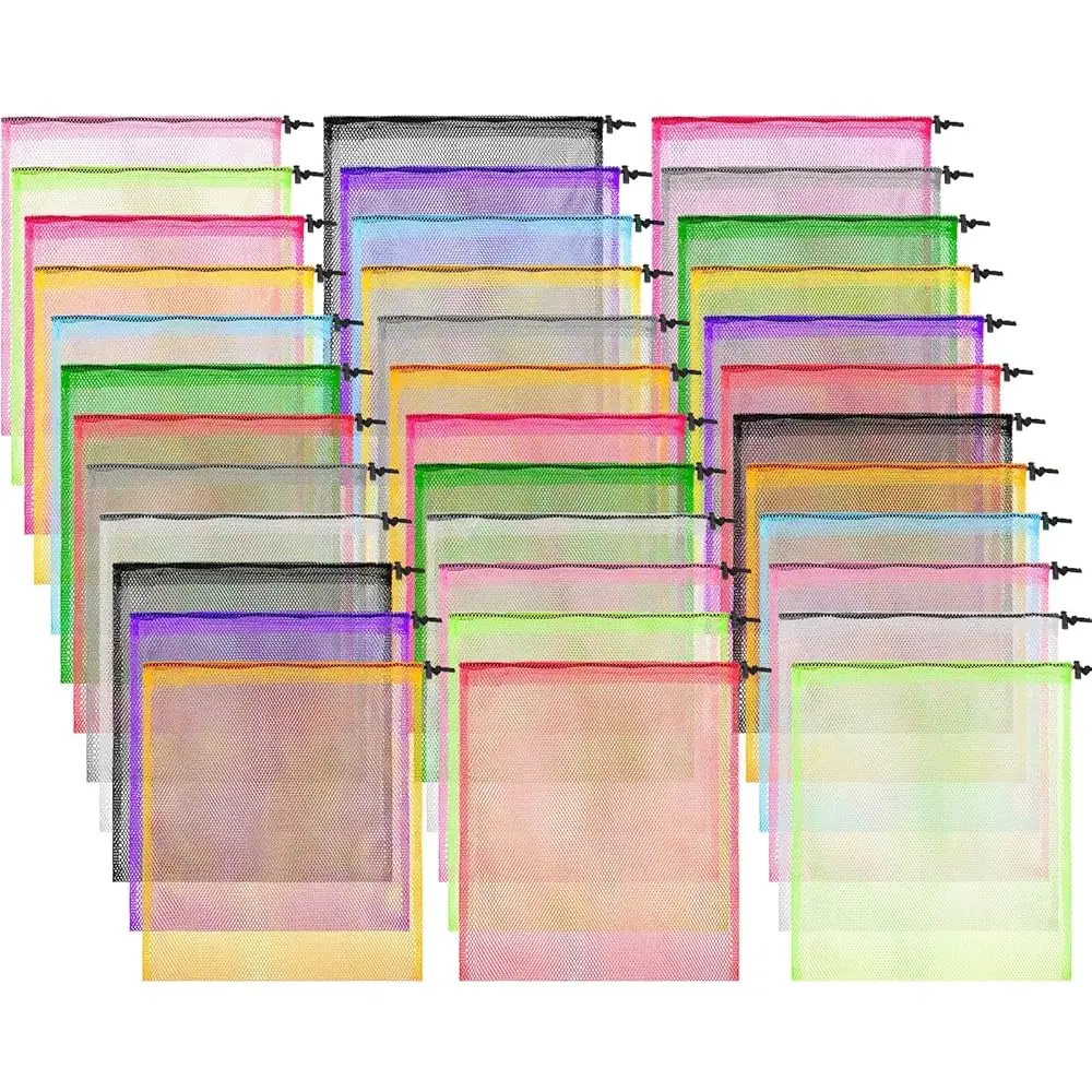 

Free Shipping36 Pcs Mesh Laundry Drawstring Bag 13 x 15.5 Inch Mesh Equipment Nylon Net Bag with Cord Lock Closure for Beach Tr