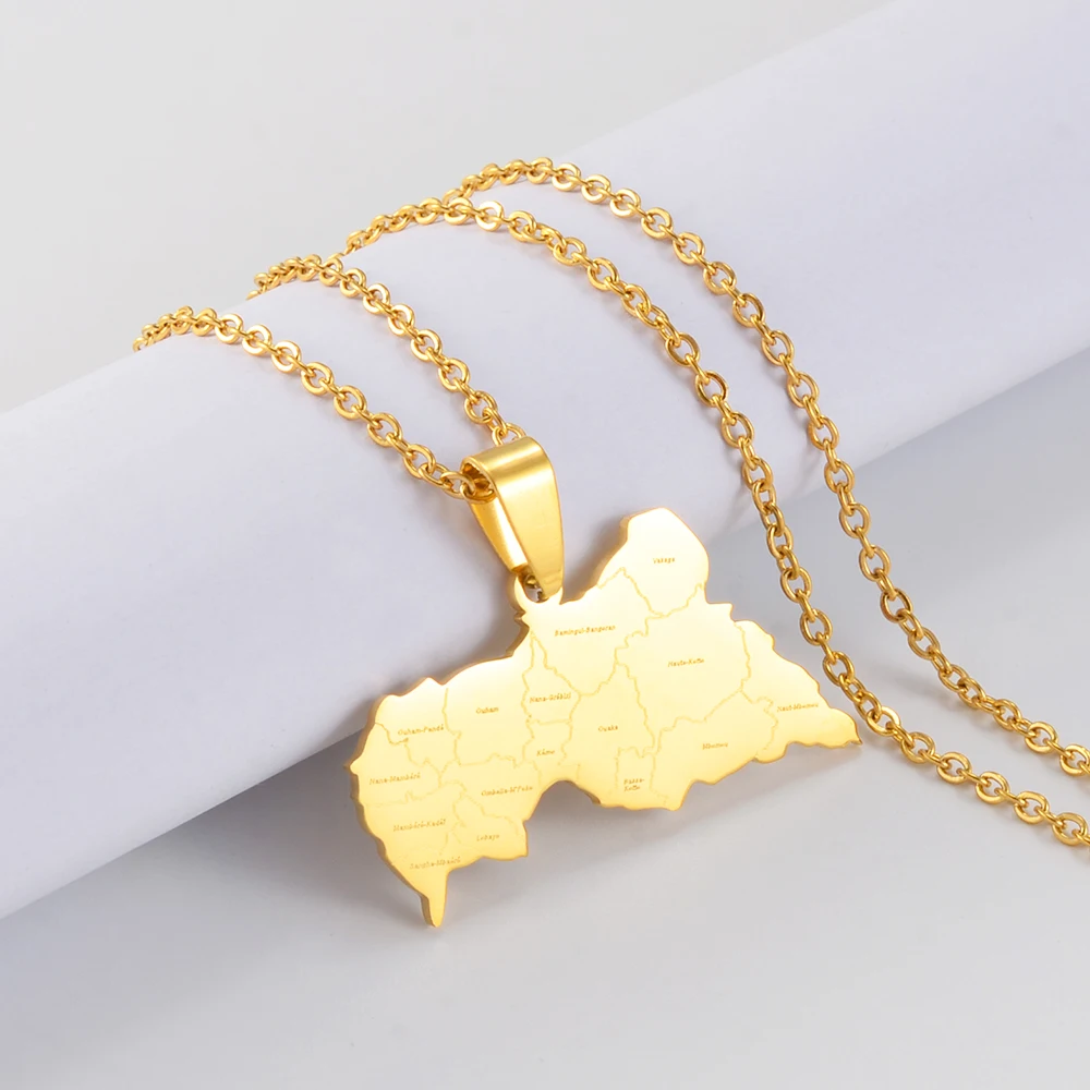 قلادات قلادة على شكل خريطة أفريقيا الوسطى من إنيو للنساء والرجال من الفولاذ المقاوم للصدأ مجوهرات أفريقية من أصل أفريقي # 298621