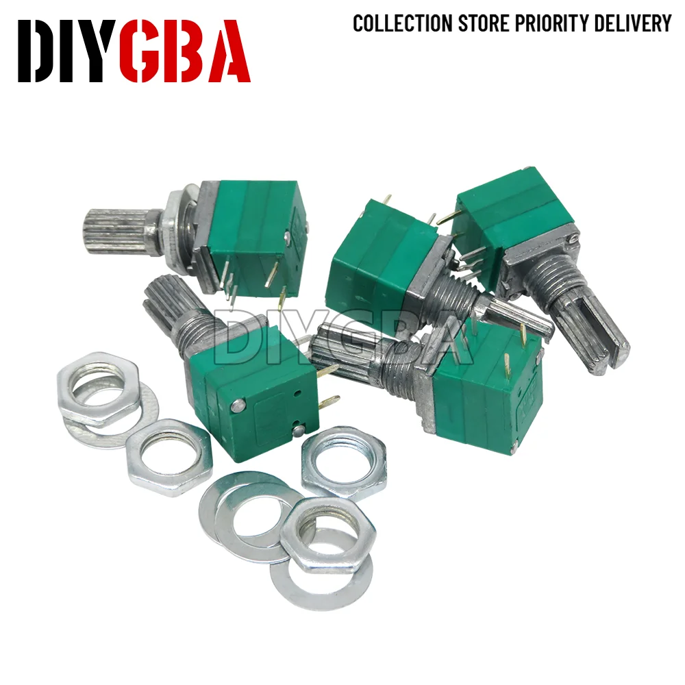 5pcs RV097NS 5K 10K 20K 50K 100K 500K B5K with a switch audio 5PIN shaft 15mm amplifier sealing Potentiometer new