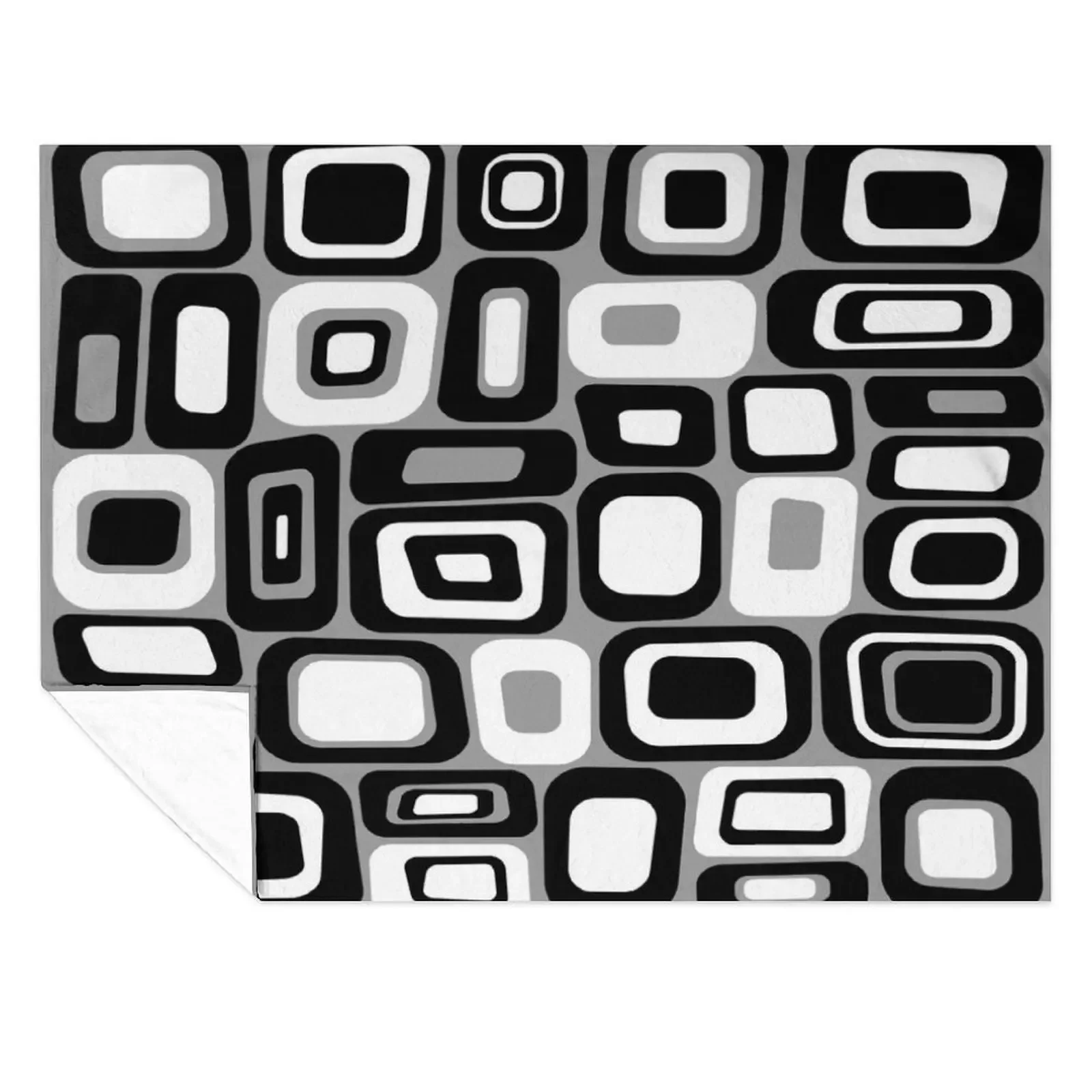 

Gray, Black and White Modern Retro Geometric Mid Century Design Throw Blanket Luxury Designer Bed Blankets