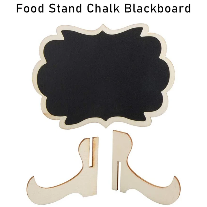 20 Pack Mini Rectangle Chalkboard Label, Findtop Foot Stand And Hanging Chalk Blackboard Wood Small Message Board