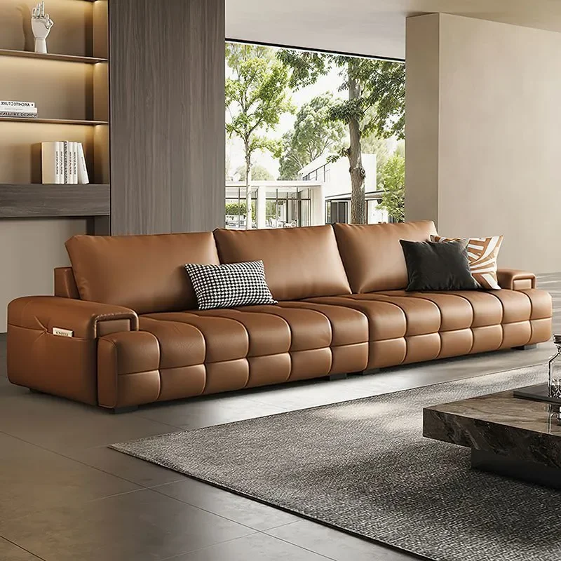 for Italian Minimalist Lawrence Modern Sofa 2024 New First Layer Cowhide Living Room Straight Row Leather Art Furniture