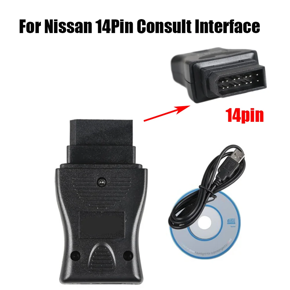 For Nissan 14Pin Consult Interface USB OBD2 Car Diagnostic Tool OBD Fault Code scanner Connector Adapter for Nissan