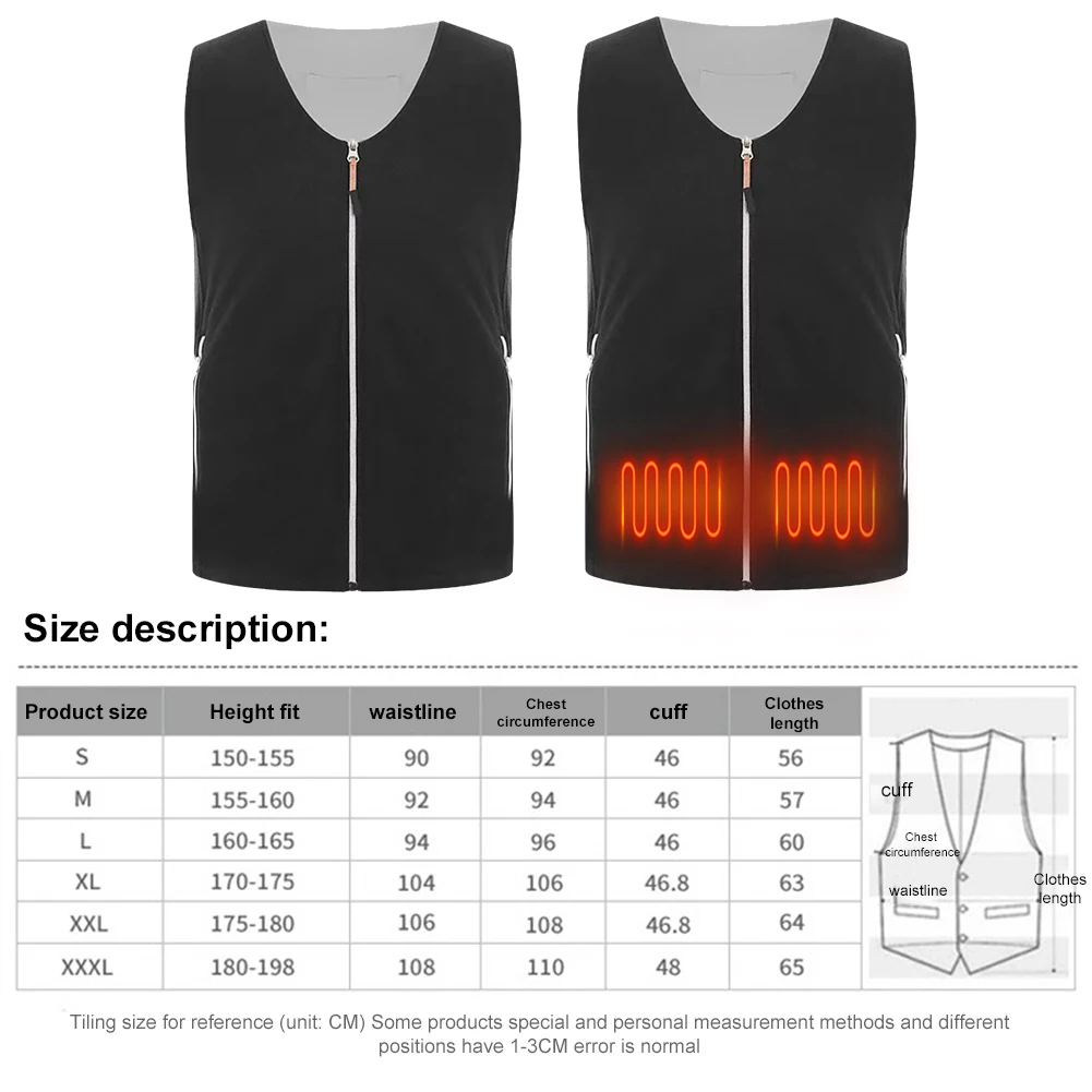 Gilet chauffant électrique pour hommes et femmes, vestes chauffantes électriques d'hiver, vêtements chauds thermiques, ski en plein air, randonnée