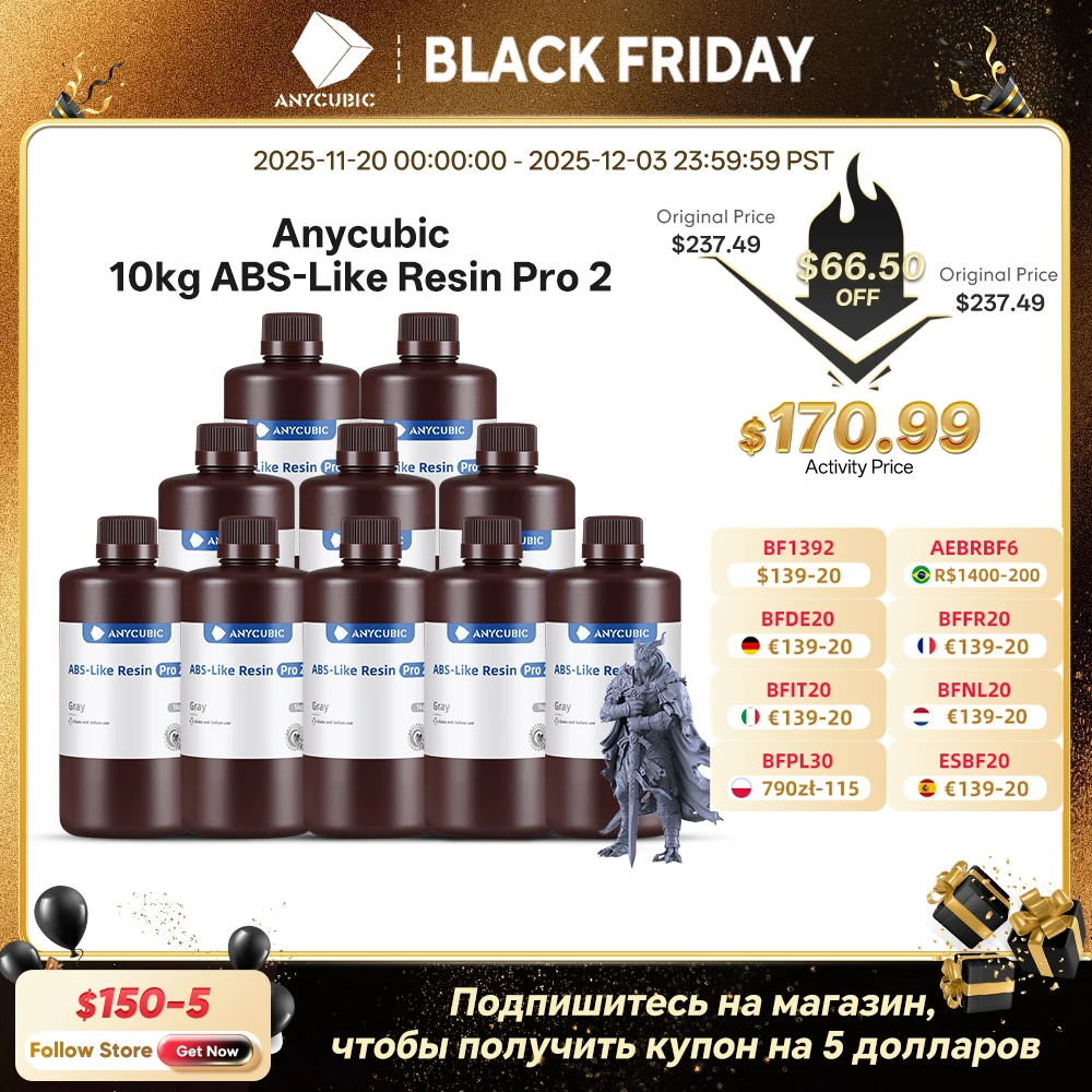 

Anycubic ABS Like+ 10kg 3d Resin High Precision UV 405nm For LCD SLA DLP Anycubic Photon Resin 3d Printer