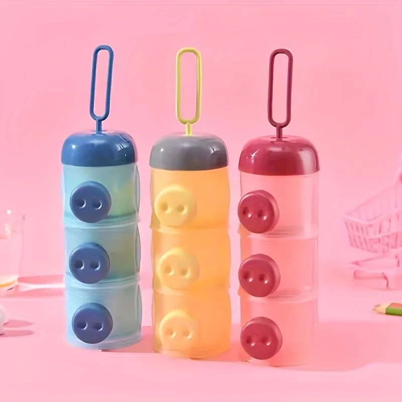 صندوق تخزين مكون من 3 طبقات، مقصورات مسحوق الحليب ذات الطبقات المستقلة، صندوق تخزين المواد الغذائية، حاوية أغذية الأطفال مناسبة للسفر #1