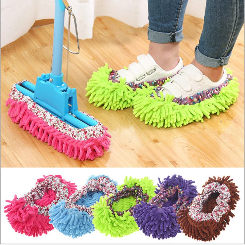 Shoes Mops Multifunction Chenille Shoe-cover Floor Dust Cleaning Slipper Lazy Mopping Shoe Home Floor-Cleaning Shoes Trapeadores