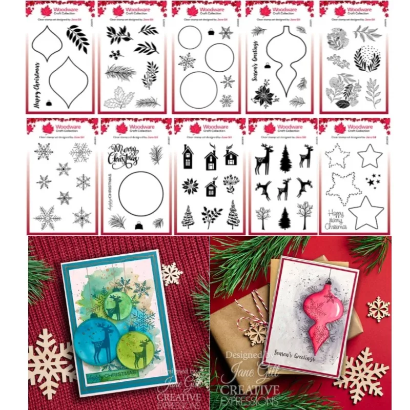 Paintable Baubles Fillers Circle Peardrops Stars Snowflakes Joy Flowers Bird Metal Cutting Stamps Greeting Card 2024 New