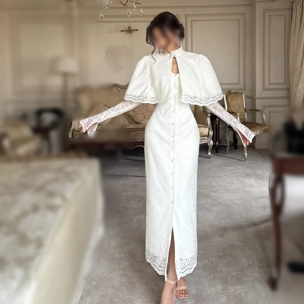 

Customized Ladies Grace High Collar Shawl Straight Midi Dresses Valentine's Day Bespoke Occasion Elegant Party Wedding Guest