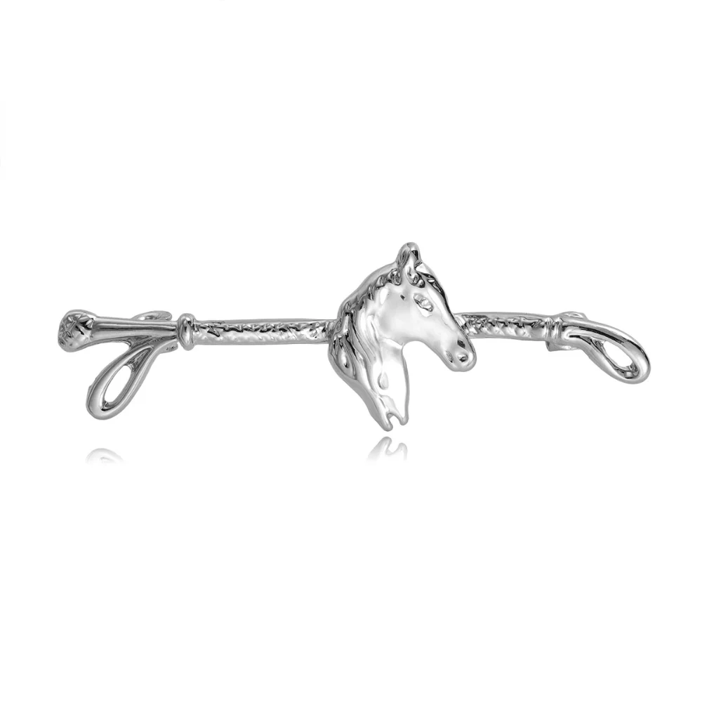 Exquisite Metal Horsehead Whip Brooch Zodiac Horse Metal Long Brooch Men's and Women's Coat Animal Collar Decoration