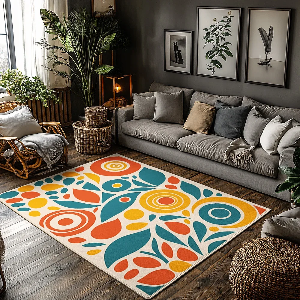 Stylish Area Rug Non Slip Indoor Outdoor Mat Modern Abstract Geometric Home Decor Living Room Bedroom Floor Carpet Washable