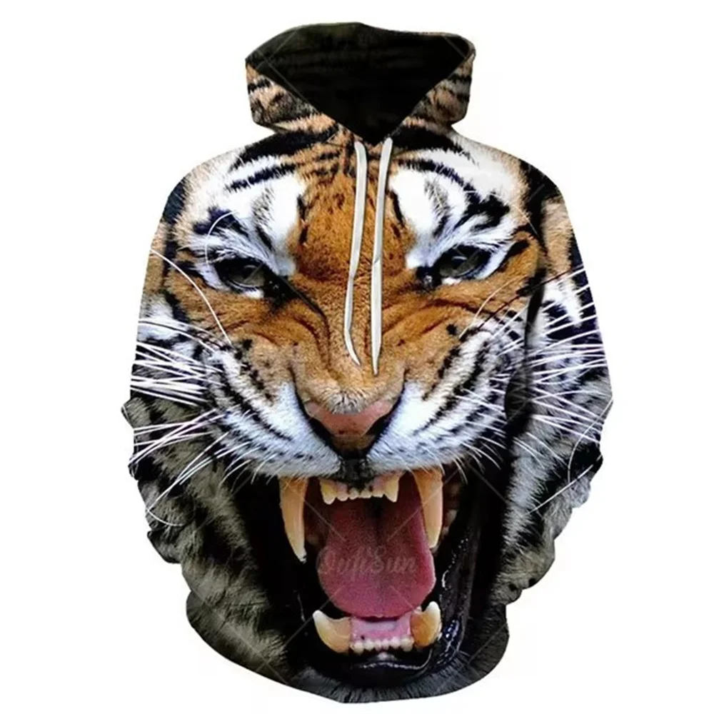 Men's Hoodies 3D Tiger Print Loose Designer Sweatshirts Spring Autumn Long Sleeve Pullover Tops Street Casual Harajuku Jacket Y2