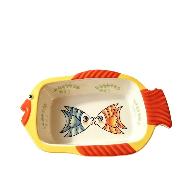 for Kiss Fish Series Ceramic Baking Tray Creative Fish Dinner Plate Household Oven Safe Bakeware Dish