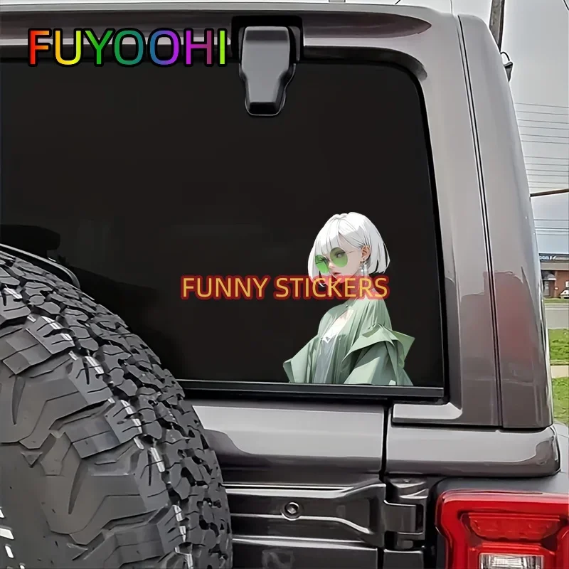 FUYOOHI Short Hair Modern Girl Anti Scratch and Waterproof Vinyl Car Sticker ,Suitable for All Vehicles