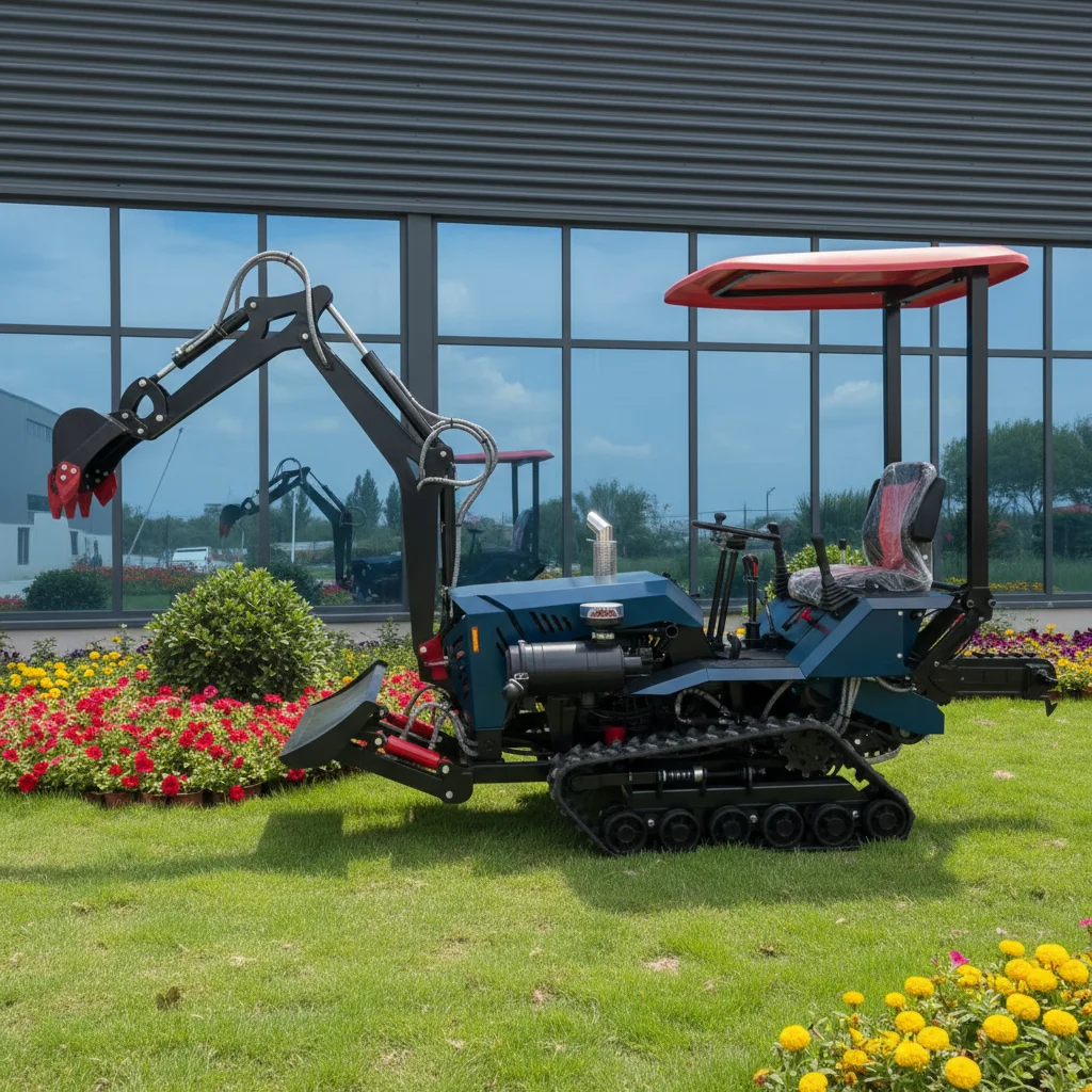 Customize Multifunctional Crawler Tractor With Rotary Tiller Loader Mini Farm Garden Use High Quality