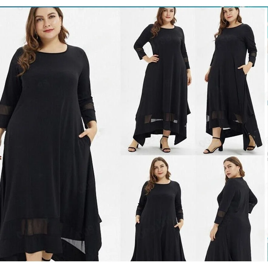 

Женское удлиненное платье оверсайз Ele Seven Quarter SVE с разрезом, из полиэстера, с боковой молнией, для активного отдыха и бизнеса