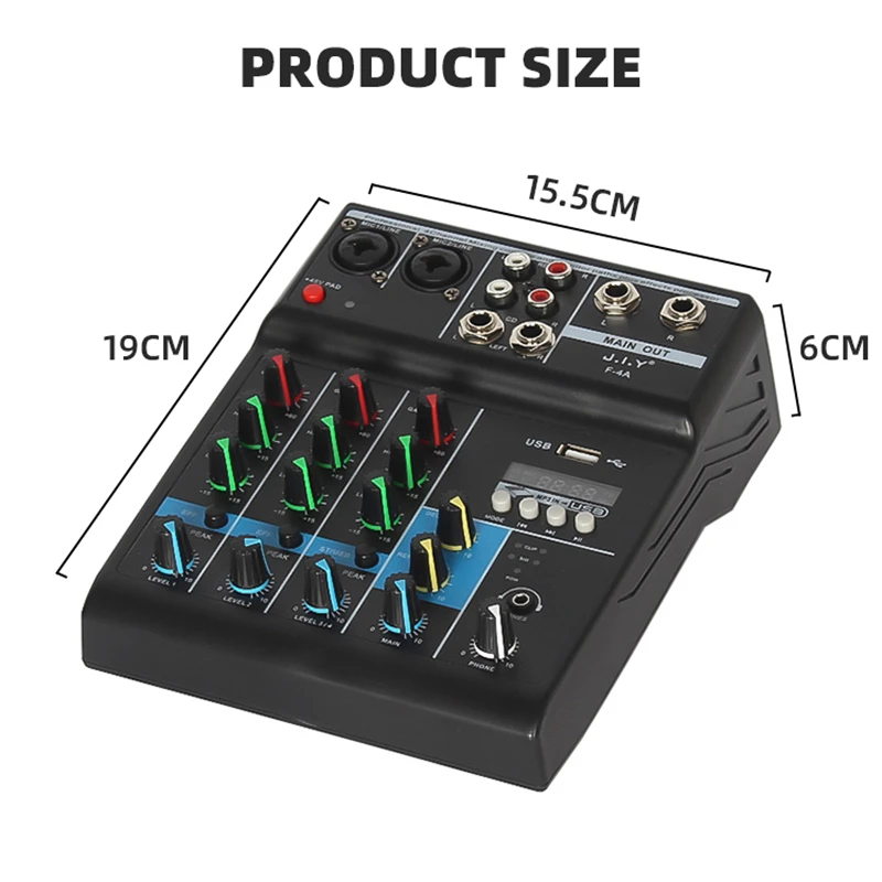 Imagem -04 - Bluetooth Som Mixing Console Usb Mixer de Áudio 48v Phantom Power Delay Repaeat Efeito Canais Gravador de Computador a4