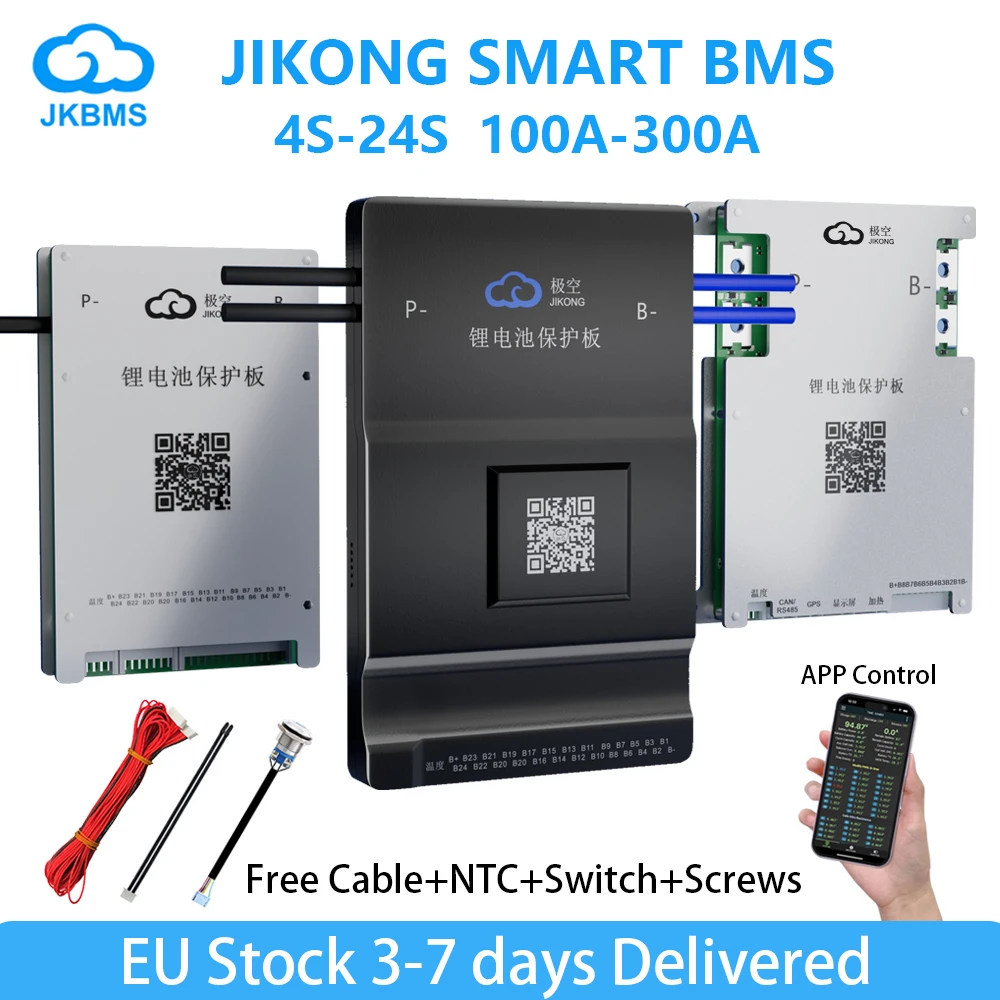 JIKONG JK BMS Active Balance unterstützt BT/APP RS485 CAN HEAT Li-Ion Lto Lifepo4 18650 Akku 12 V 24 V 36 V 48 V 72 V 4S-24S 200 A