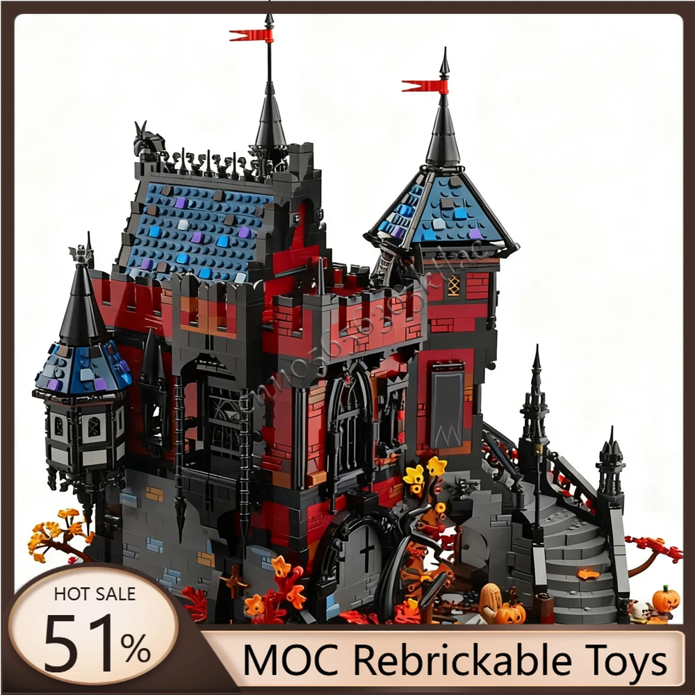4060 Uds. Ciudad de Halloween Venta caliente vista a la calle Moc transilvania modelo de aventura DIY Ideas creativas juguete rompecabezas regalo bloques de ladrillos