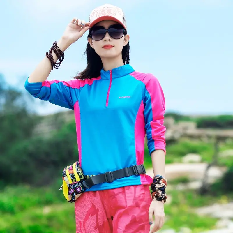 Hiking T-shirts Long Sleeve Top UV Thin Soft Clothes Summer Autumn Men Women Tights Quick Dry Sport T Shirt Camping & Hiking