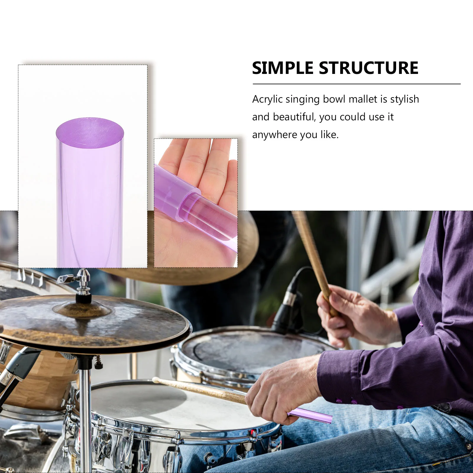 

Crystal Bowl Rubber Rod Sound Strikers Mallets Singing Chanting Bowls Acrylic Material Strong Practical Longevity Home Studio