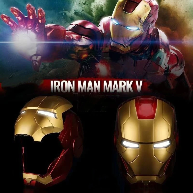 Iron Man Helmet Mk5 Iron Man Mask Jarvis Helmet Luminescence Manual Open Close Wearable Christmas Children Cos Mask Children Toy