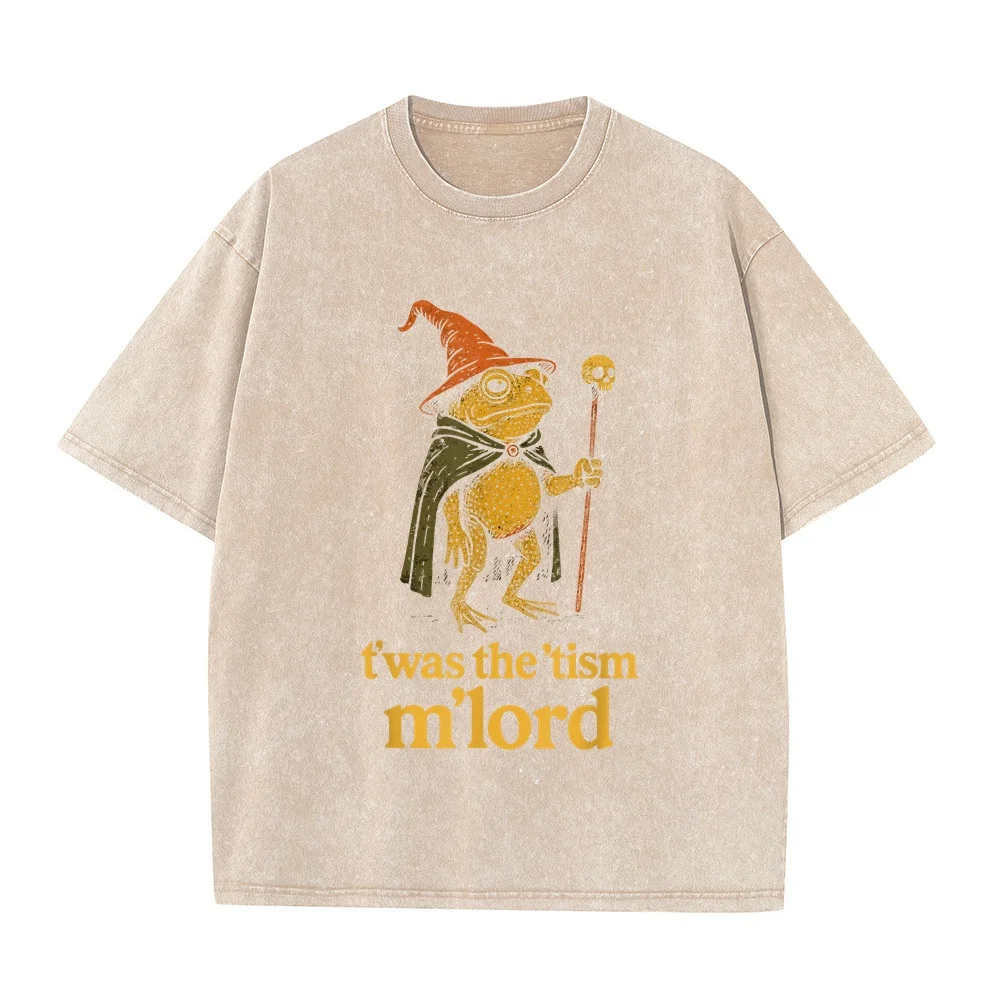 Funny Meme TWAS The Tism M Lord Frog Wizard Graphic Tee Kids T-Shirt Overfit Original Men's Y2k T Shirt Quote Summer Top Men