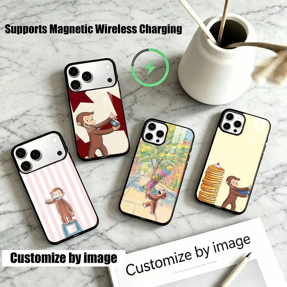 Cute Curious G-Georges  Phone Case For iPhone18,17,16,15,14,13Plus,Pro Allows magnetic wireless charging